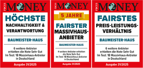 FOCUS MONEY Auszeichnungen 2025 für BAUMEISTER-HAUS